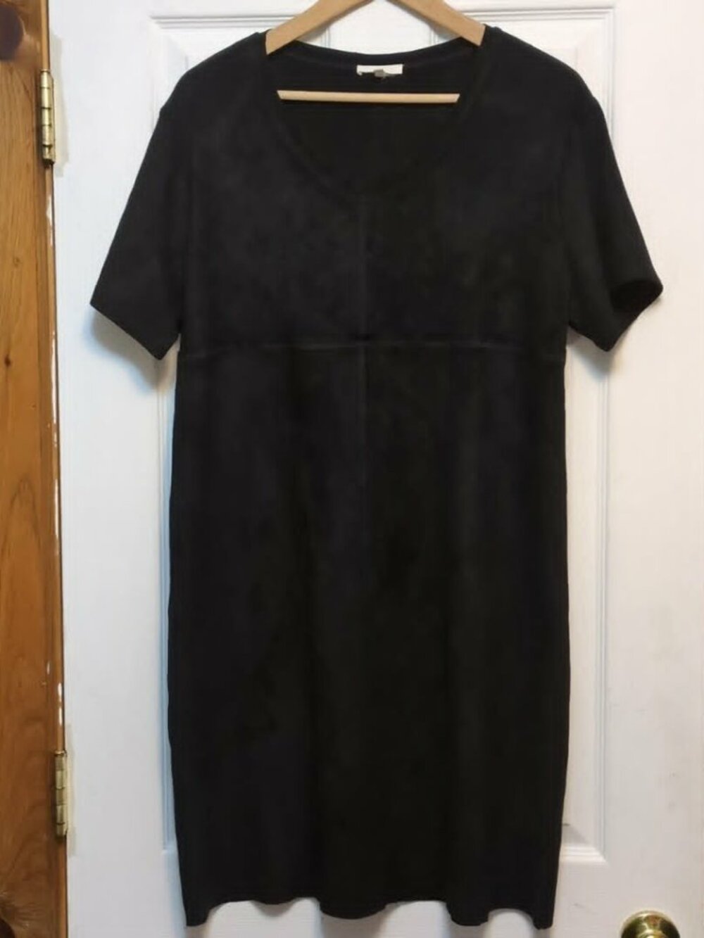 Joh Phoenix Suede Black T Dress Sz L Supersoft Minimalist Earthy Chic Quiet Lux